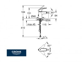 MEDIDAS MONOMANDO BIDE EUROSMART GROHE